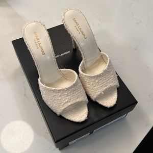 Saint Laurent Tessuto Boucle Mule Sandals